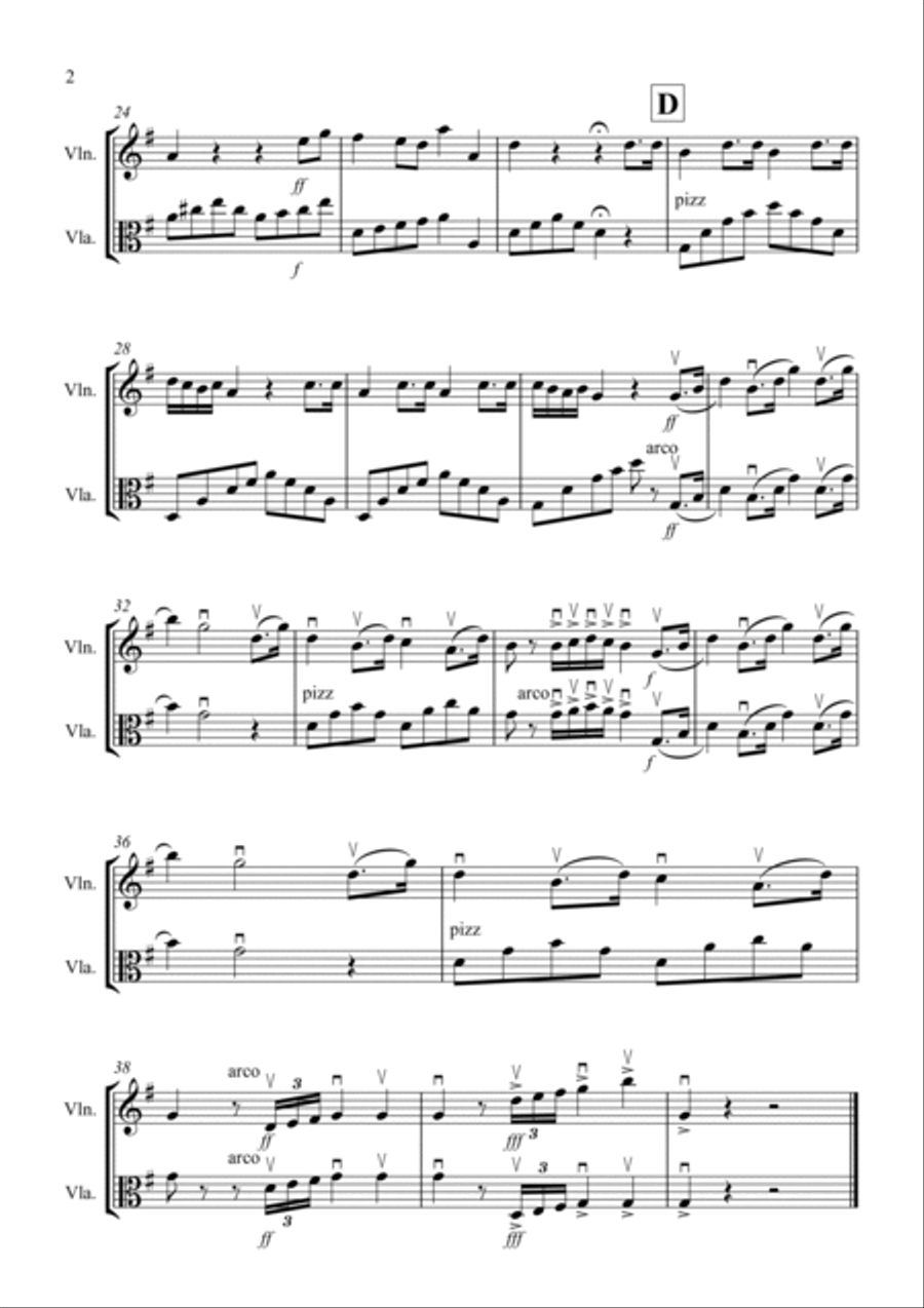 Non Più Andrai for Violin and Viola Duet String Duet scores gallery preview page 2