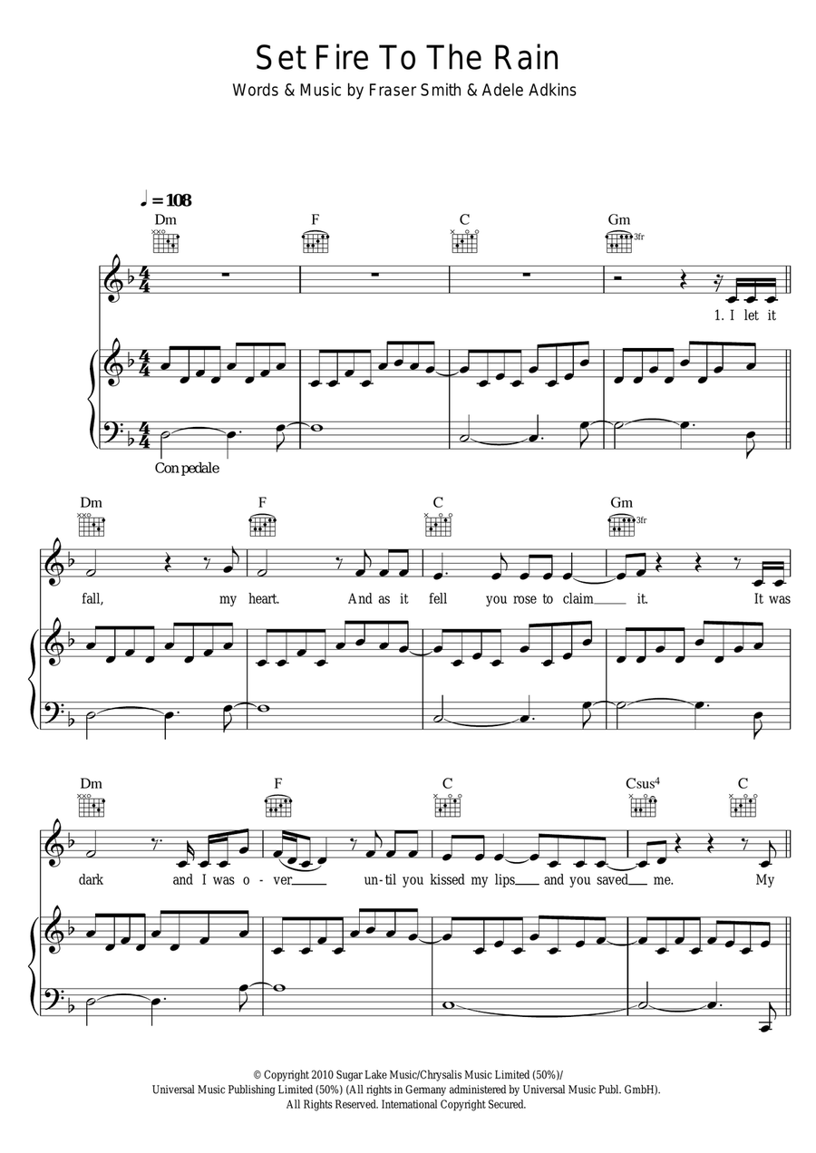 Set Fire To The Rain Acoustic Guitar scores gallery preview page 1