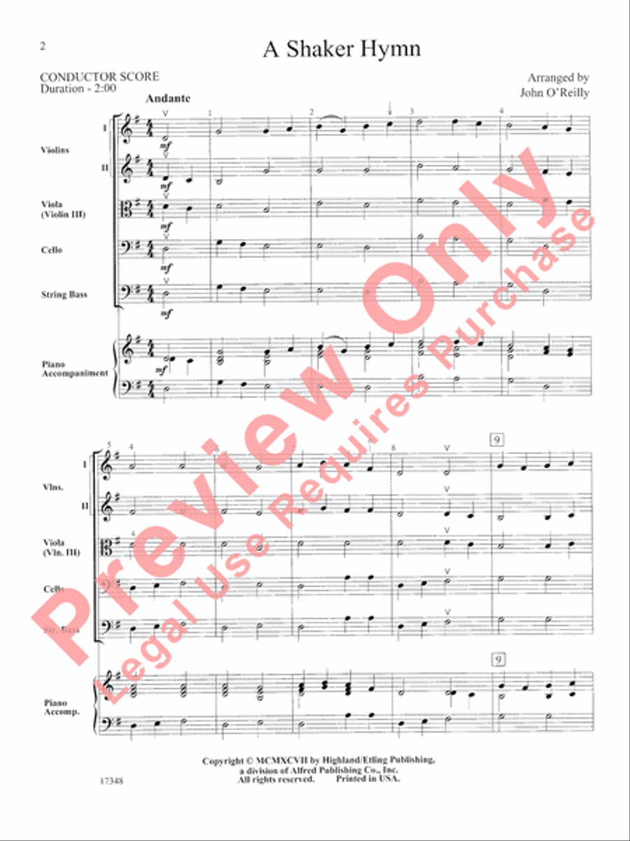 A Shaker Hymn A Shaker Hymn String Orchestra scores gallery preview page 3