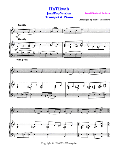 "Hatikvah" for Trumpet and Piano image number null