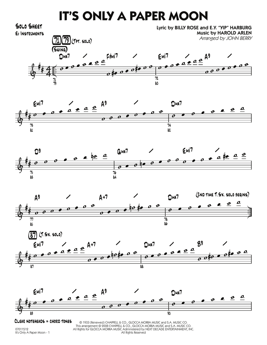 It's Only a Paper Moon - Eb Solo Sheet