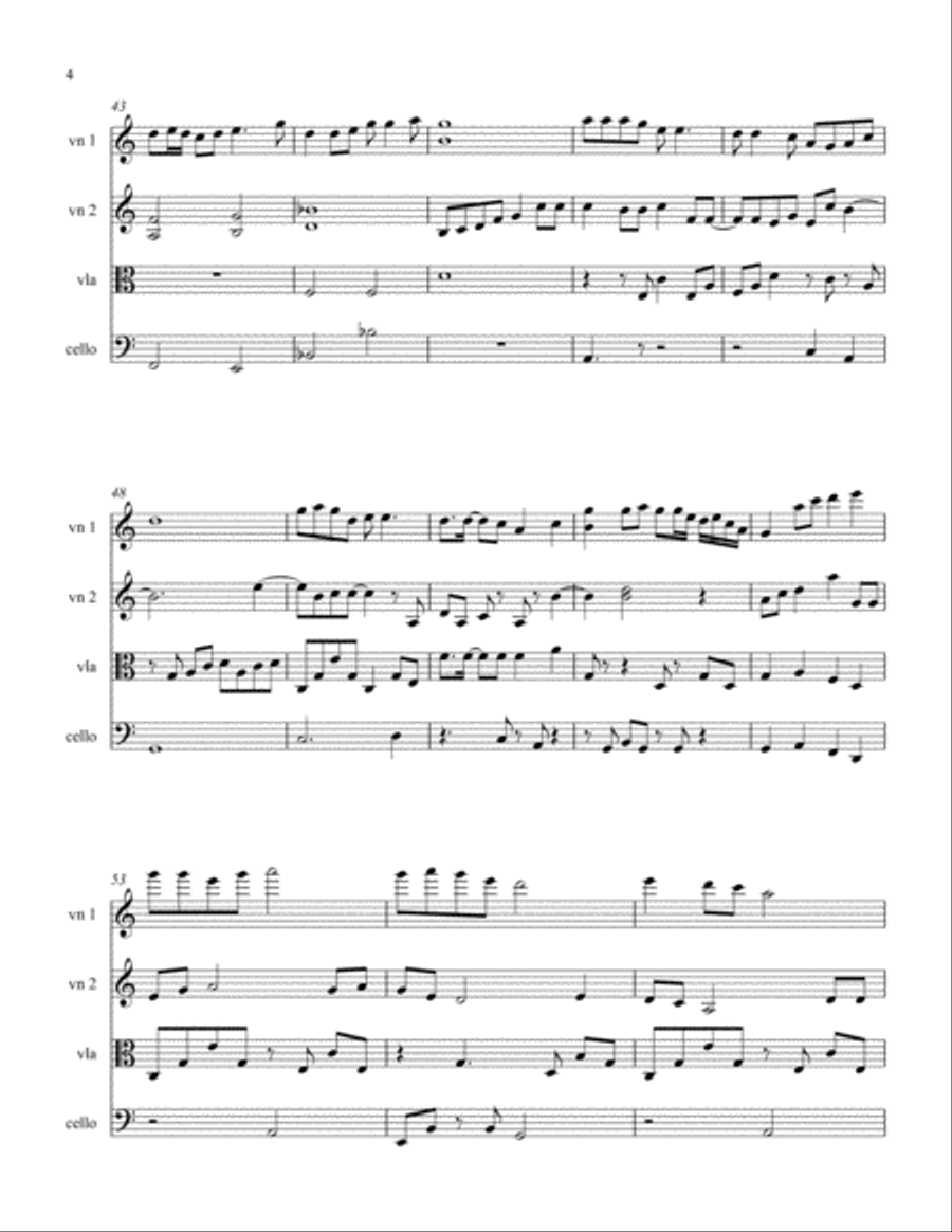 Friendship, a Chinese Song arranged for String Quartet String Quartet scores gallery preview page 4