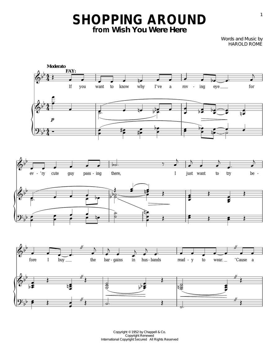 Shopping Around Piano, Vocal scores gallery preview page 1