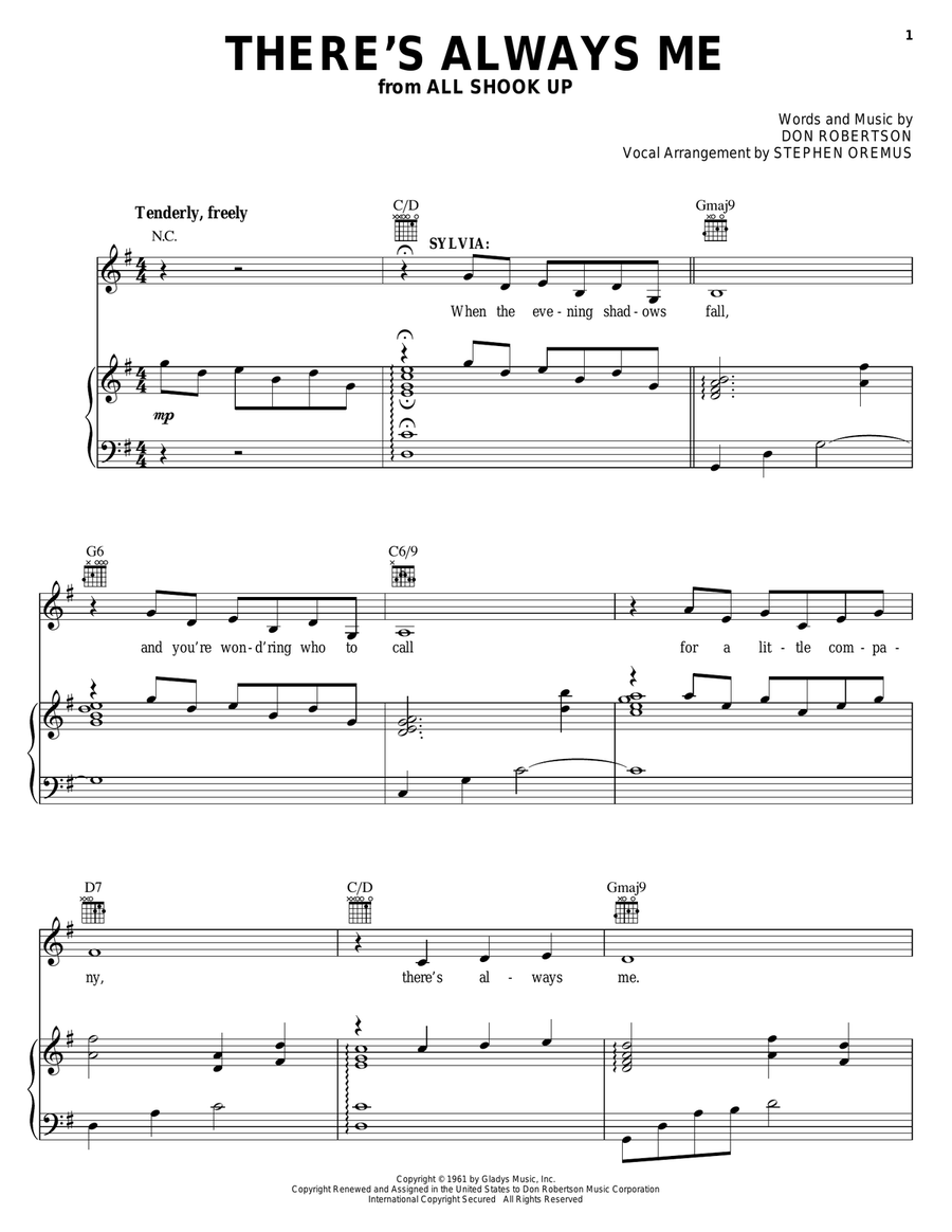There's Always Me There's Always Me Piano, Vocal, Guitar scores gallery preview page 1