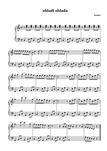 obladi oblada (easy piano)