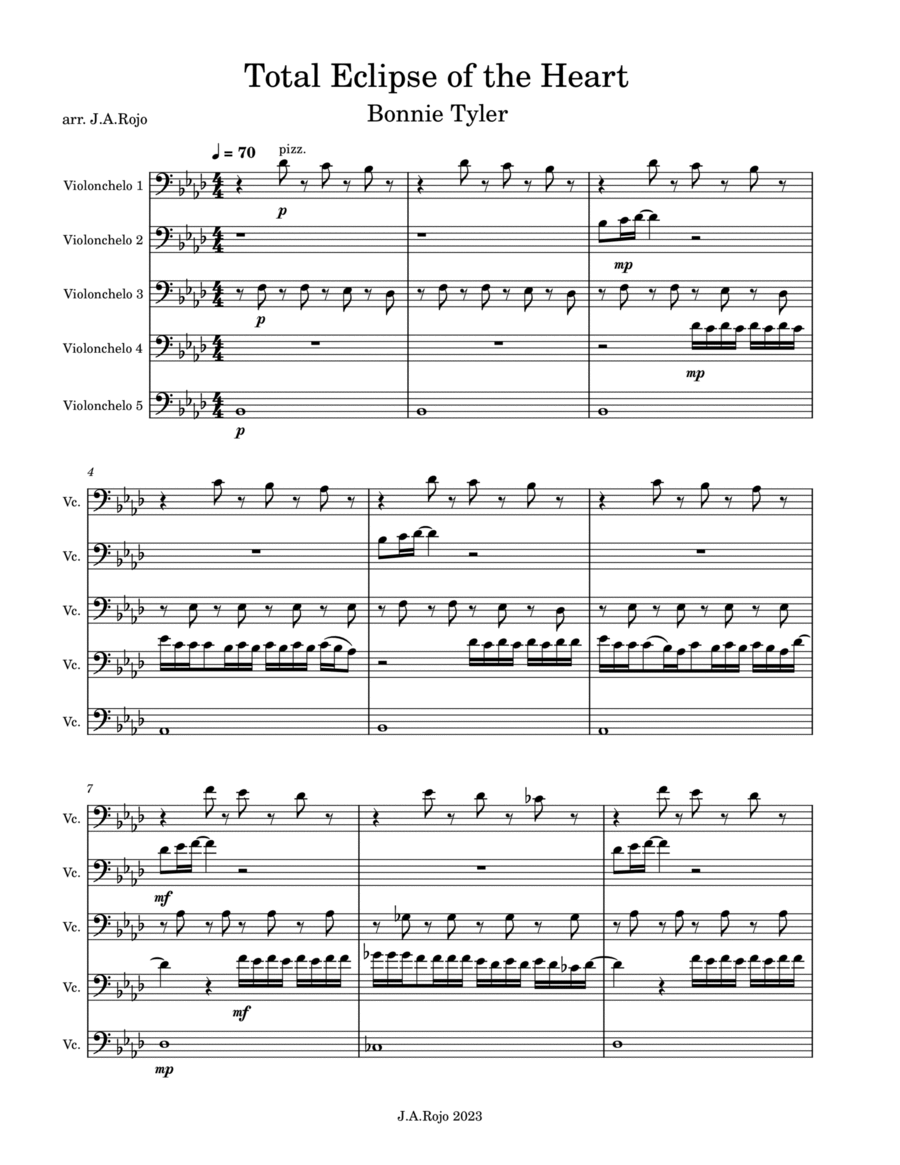 Total Eclipse Of The Heart String Quintet scores gallery preview page 1