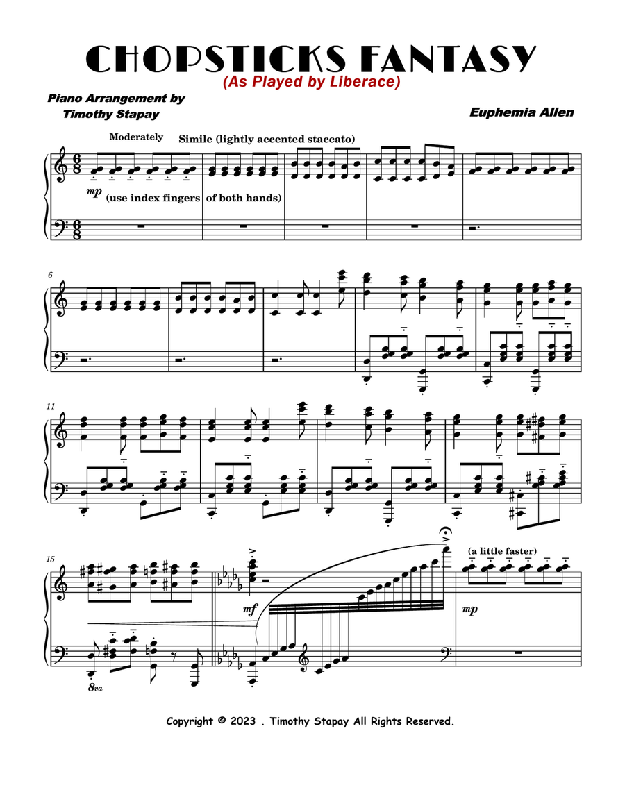 Chopsticks Fantasy Piano Solo scores gallery preview page 1