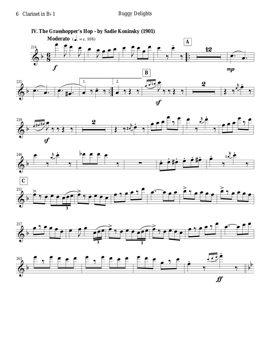 Buggy Delights, Insect Music for Clarinet Quartet Clarinet Quartet scores gallery preview page 6