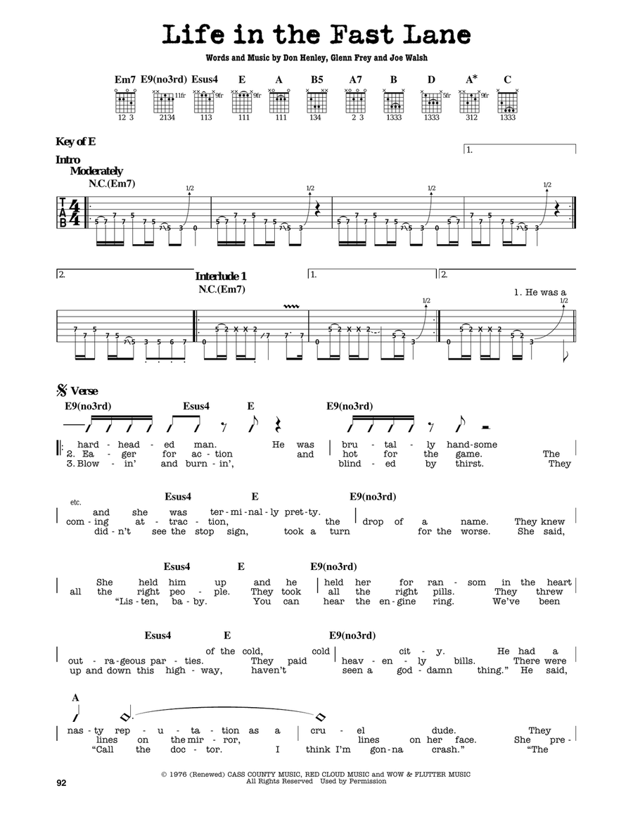 Life In The Fast Lane Electric Guitar scores gallery preview page 1