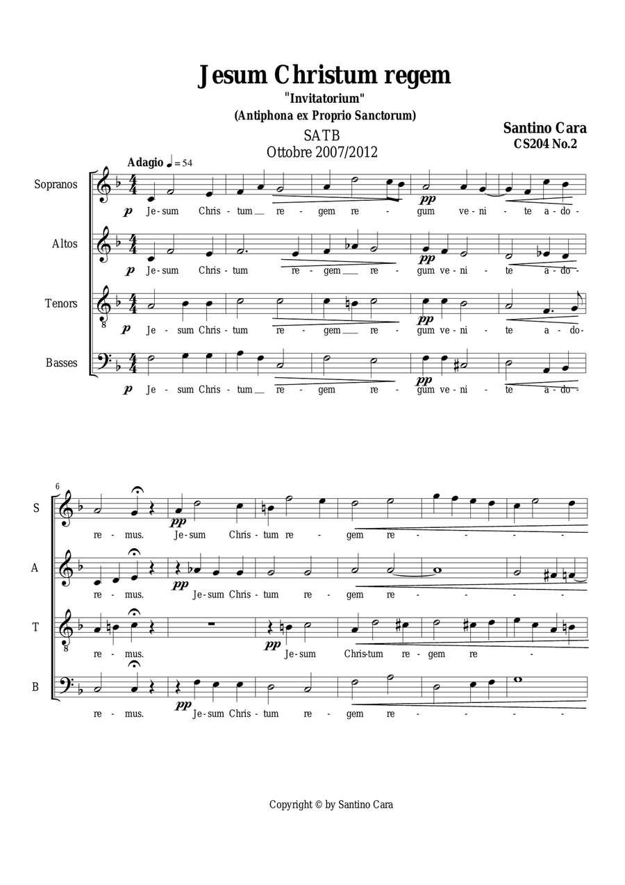 Jesum Christum regem - Antiphona for Choir SATB a cappella 4-Part scores gallery preview page 1