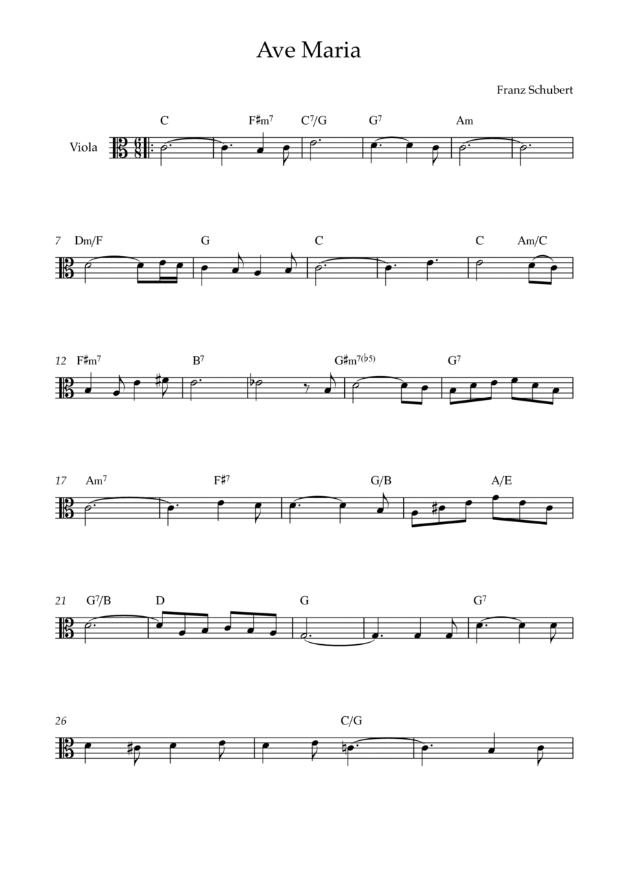 Ave Maria Viola Solo scores gallery preview page 1