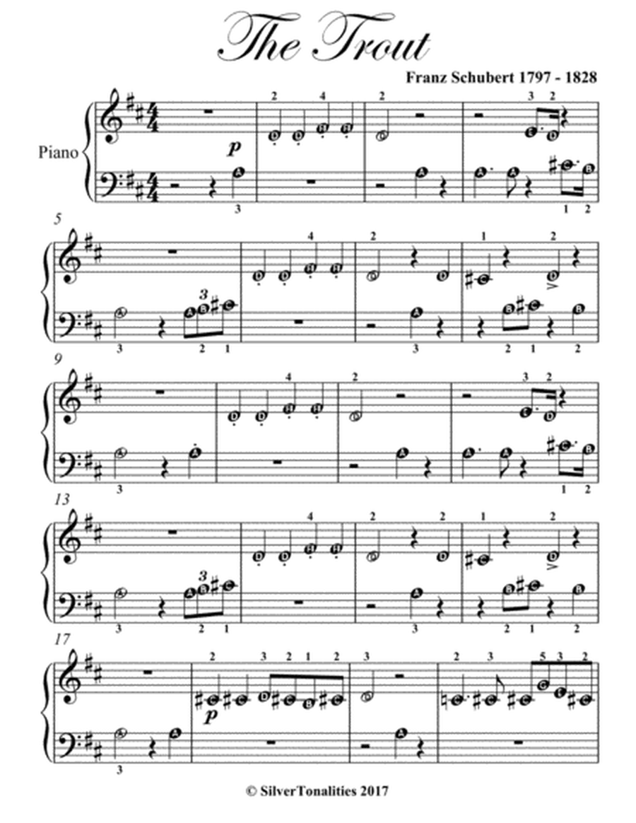 The Trout Beginner Piano Sheet Music