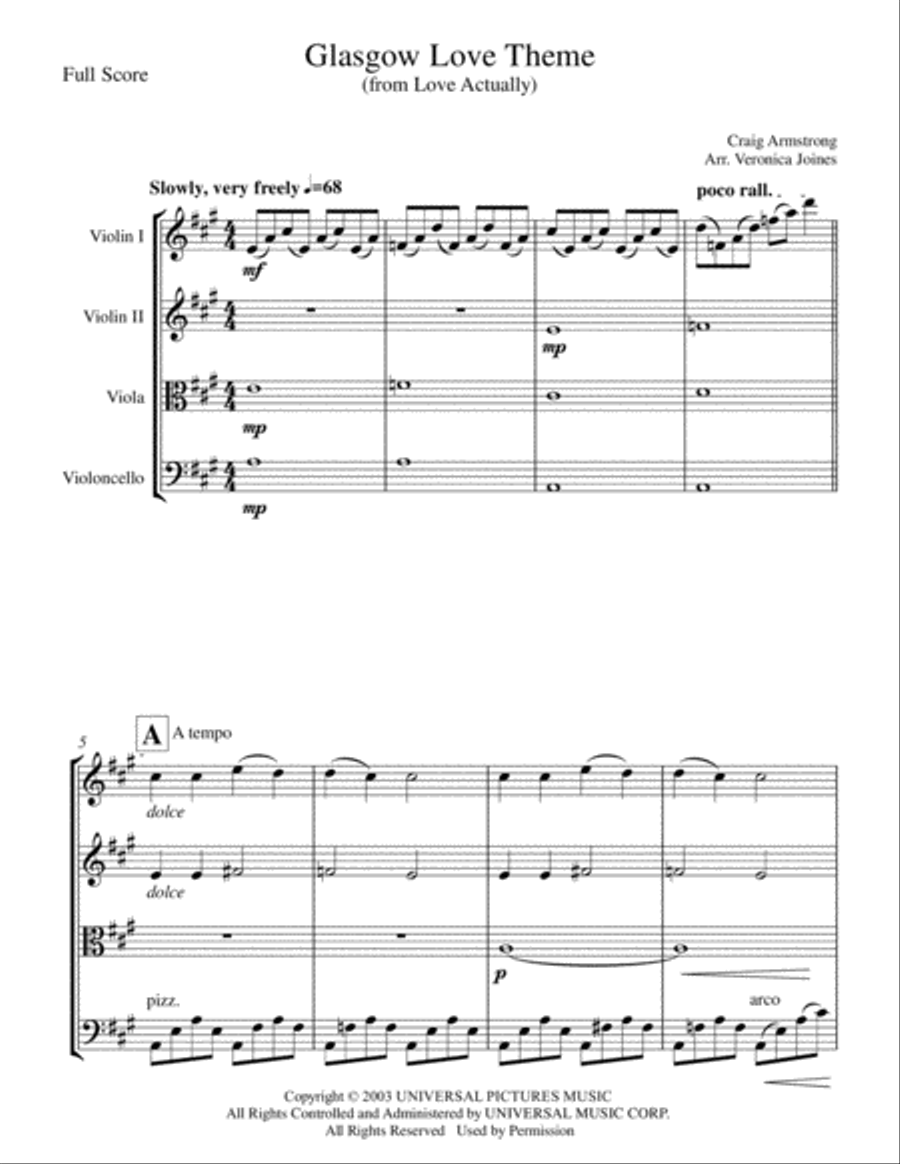 Glasgow Love Theme Glasgow Love Theme String Quartet scores gallery preview page 2