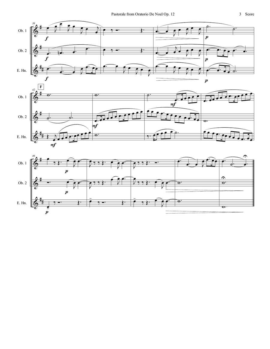 Pastorale from Oratorio De Noel for Oboe/English Horn Trio Woodwind Trio scores gallery preview page 4