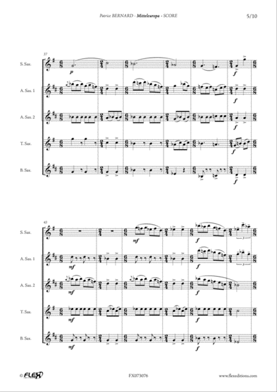 Mitteleuropa Tenor Saxophone scores gallery preview page 5
