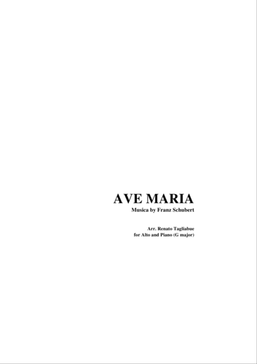 AVE MARIA by F. Schubert - Arr. for Alto and. Piano (G Maior) Alto Voice scores gallery preview page 1