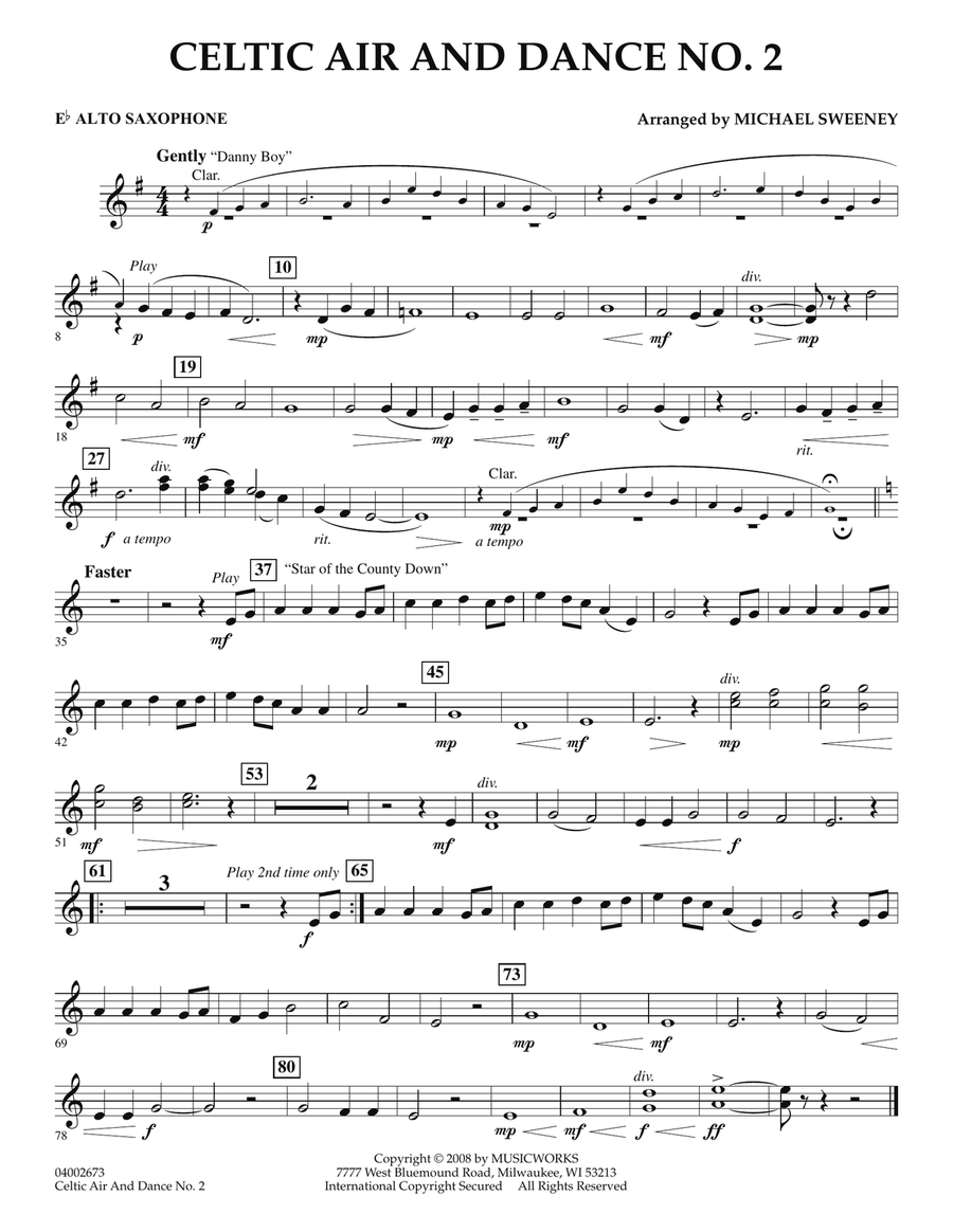 Celtic Air and Dance No. 2 Eb Alto Saxophone by Michael Sweeney