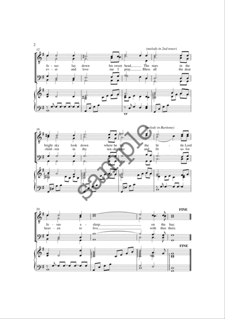 Away in a Manger TTBB scores gallery preview page 2