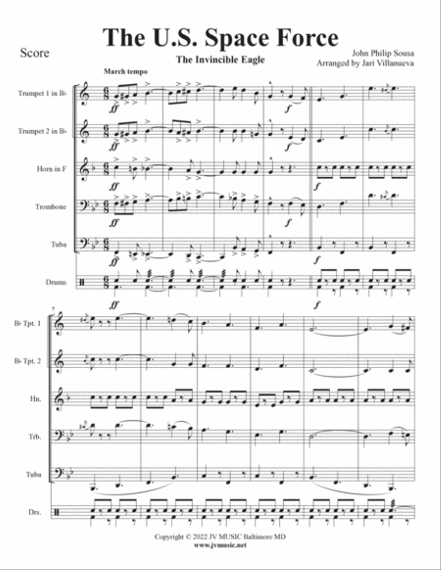 The U. S. Space Force For Brass Quintet Brass Quintet scores gallery preview page 3