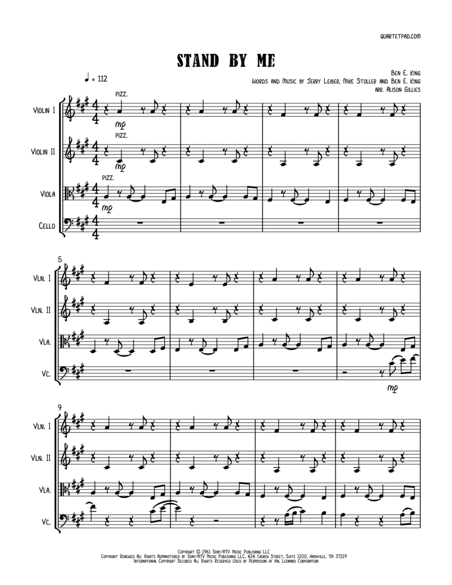 Stand By Me Stand By Me String Quartet scores gallery preview page 1