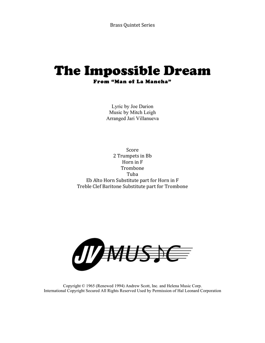The Impossible Dream Brass Ensemble scores gallery preview page 1