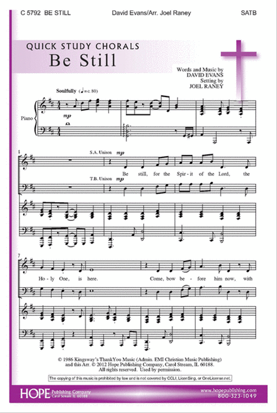 Be Still 4-Part scores gallery preview page 1