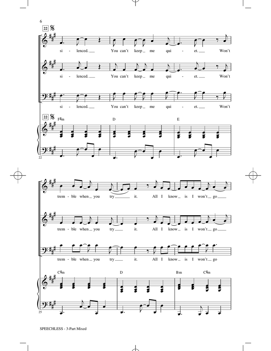 Speechless (from Disney's Aladdin) (arr. Audrey Snyder) 3-Part scores gallery preview page 4