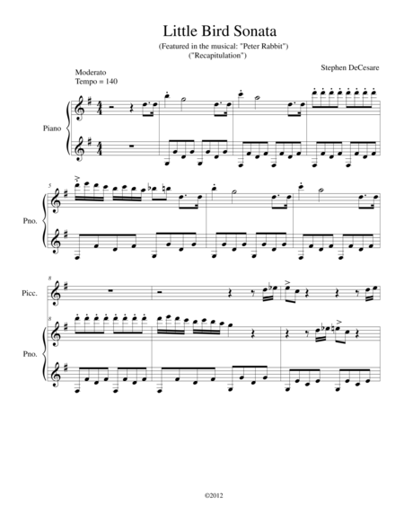Little Bird Sonata (Piano Solo and Piccolo) image number null