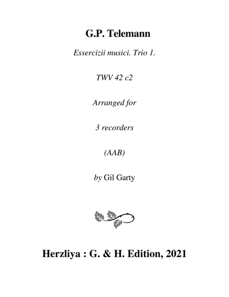 Trio sonata TWV 42:c2 (Essercizii musici, trio no.1) (arrangement for 3 recorders)