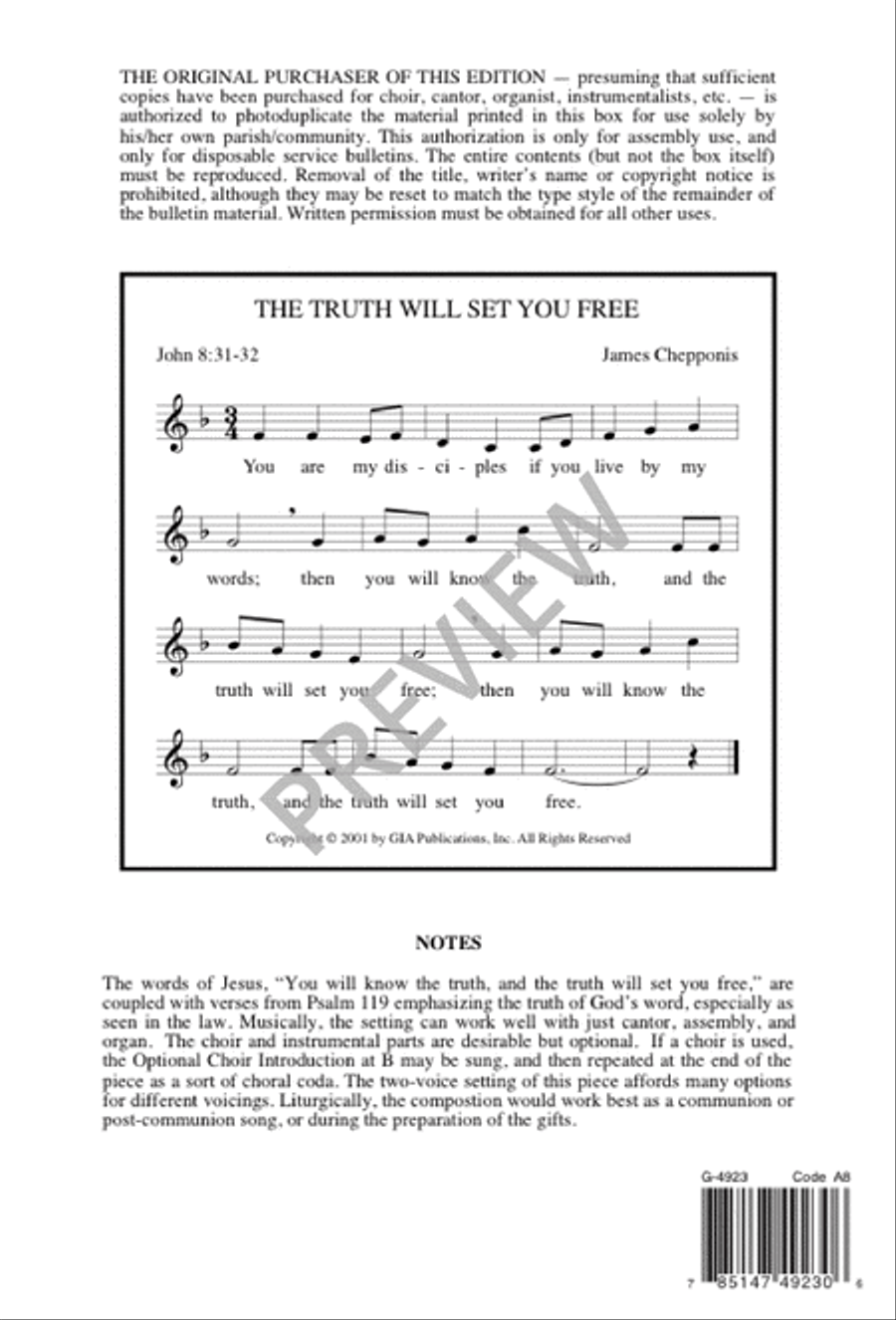 The Truth Will Set You Free Unison Choir scores gallery preview page 8