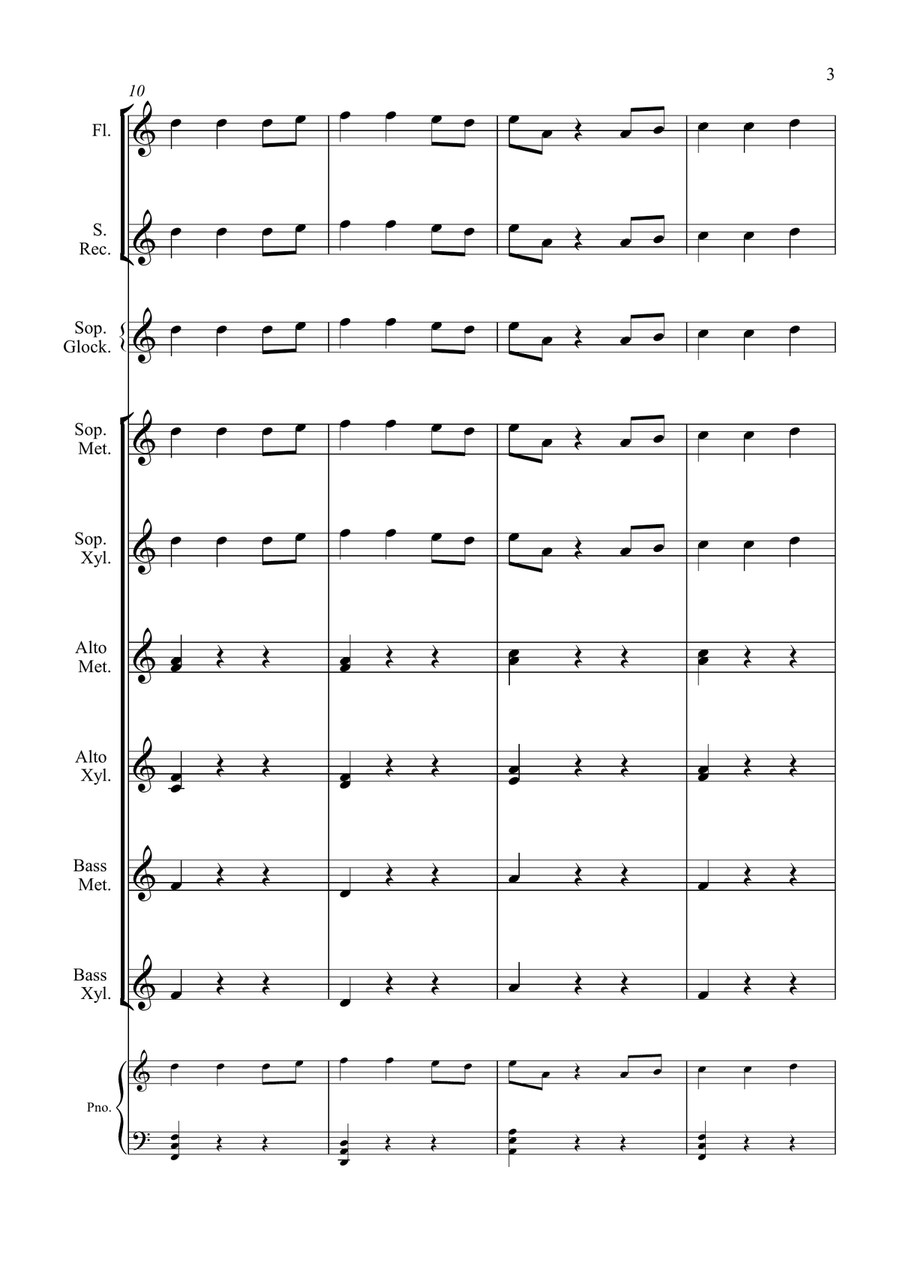 He's A Pirate Orff Instrument scores gallery preview page 3