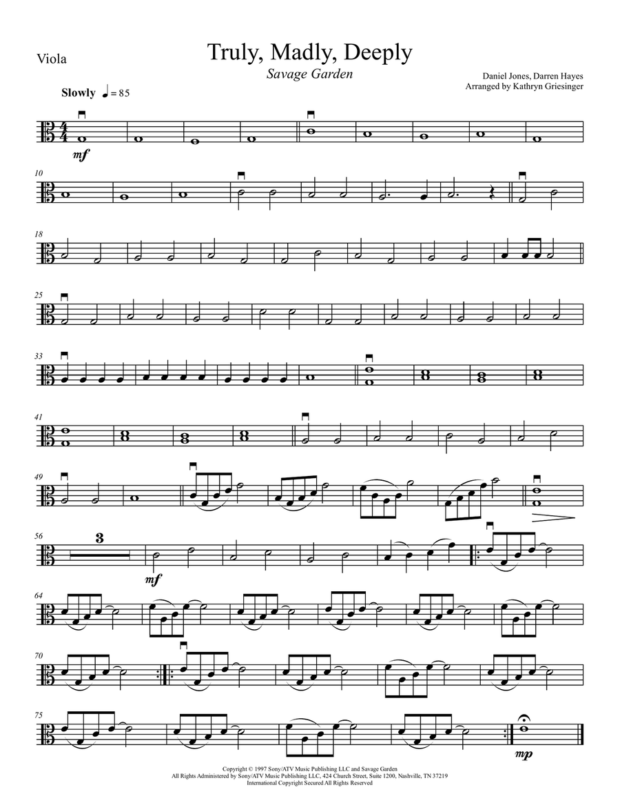 Truly, Madly, Deeply String Quartet scores gallery preview page 5