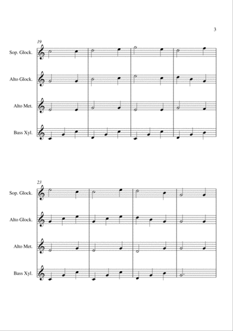 I Saw Three Ships - For Orff Ensemble Percussion Ensemble scores gallery preview page 3