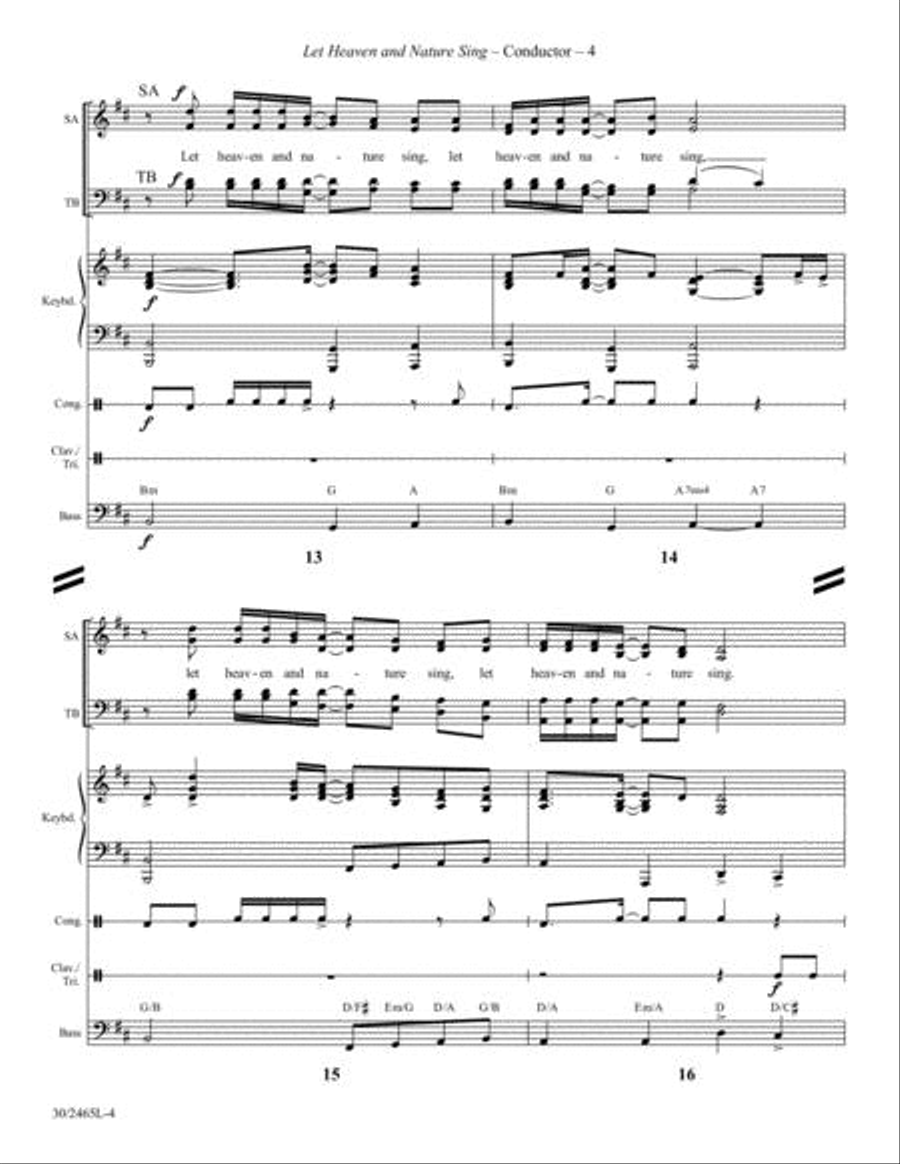 Let Heaven and Nature Sing - Percussion and Bass Score and Parts Choir scores gallery preview page 5