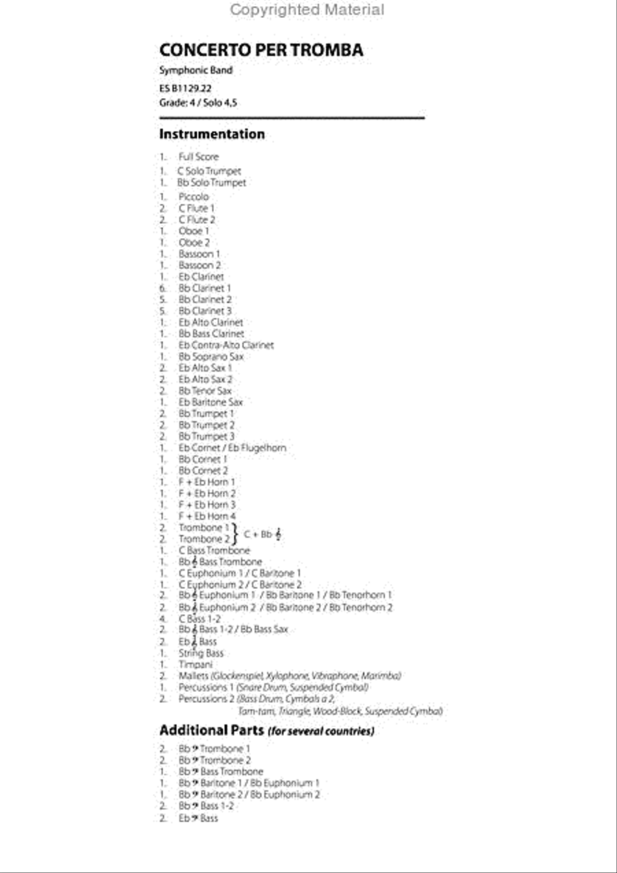 Trumpet Concerto Concert Band scores gallery preview page 2