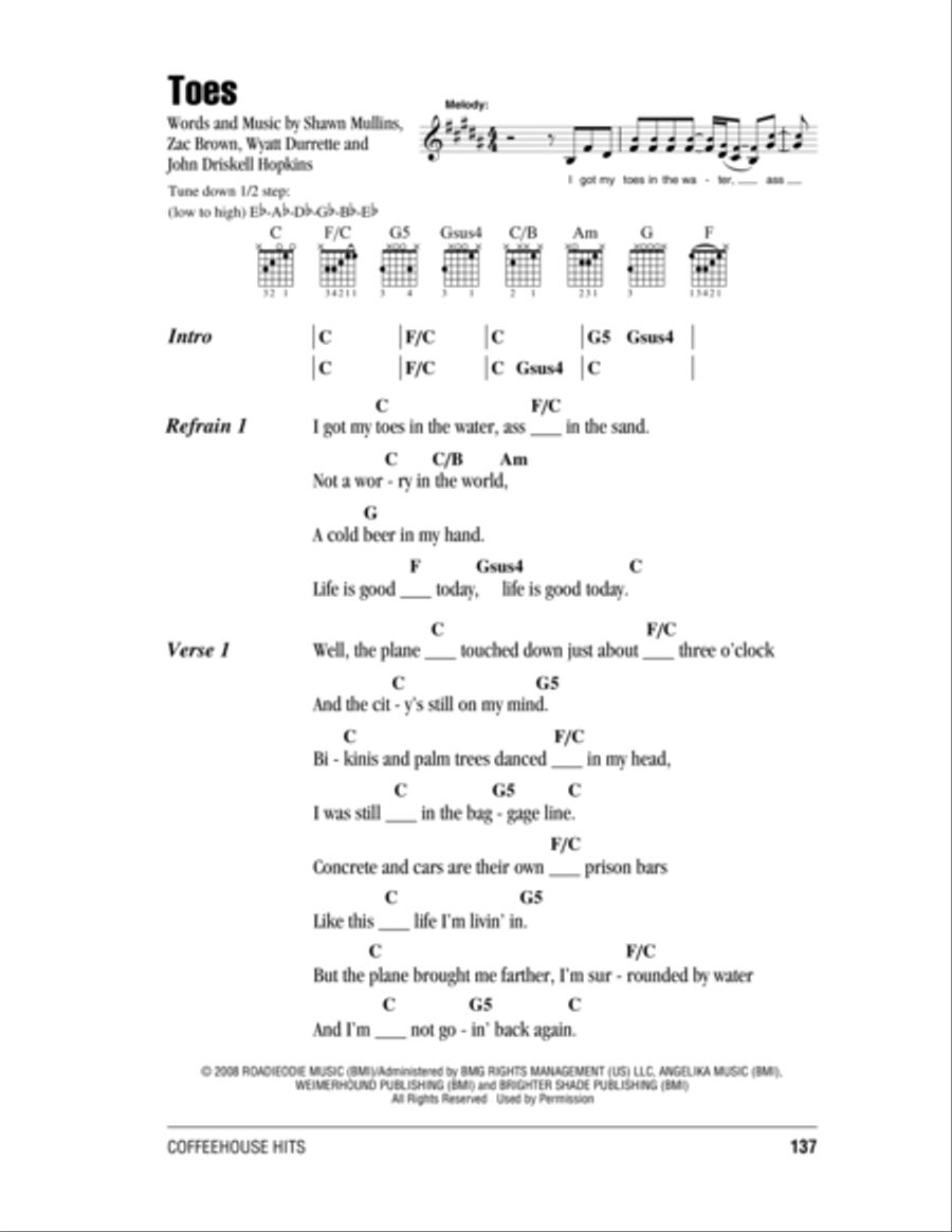 Toes Acoustic Guitar scores gallery preview page 1
