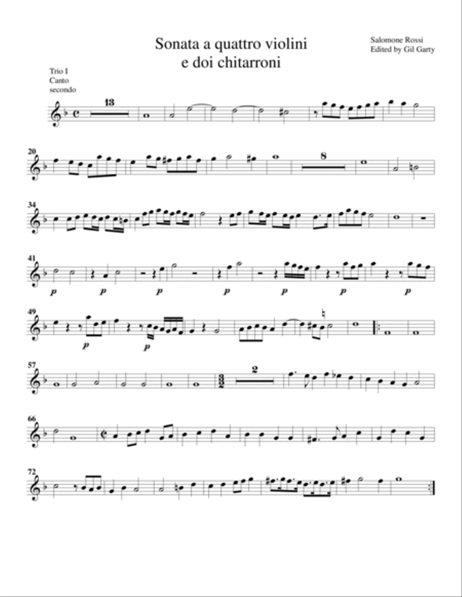 Sonata a quattro violini e doi chitarroni (arrangement for 6 recorders) Small Ensemble scores gallery preview page 6