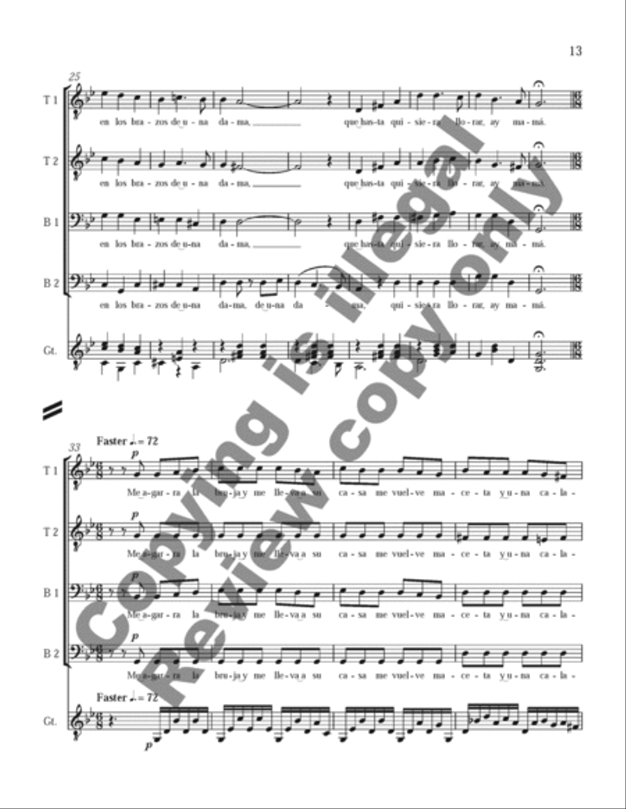 Three Mexican Folk Songs (TTBB Full Score) TTBB scores gallery preview page 18