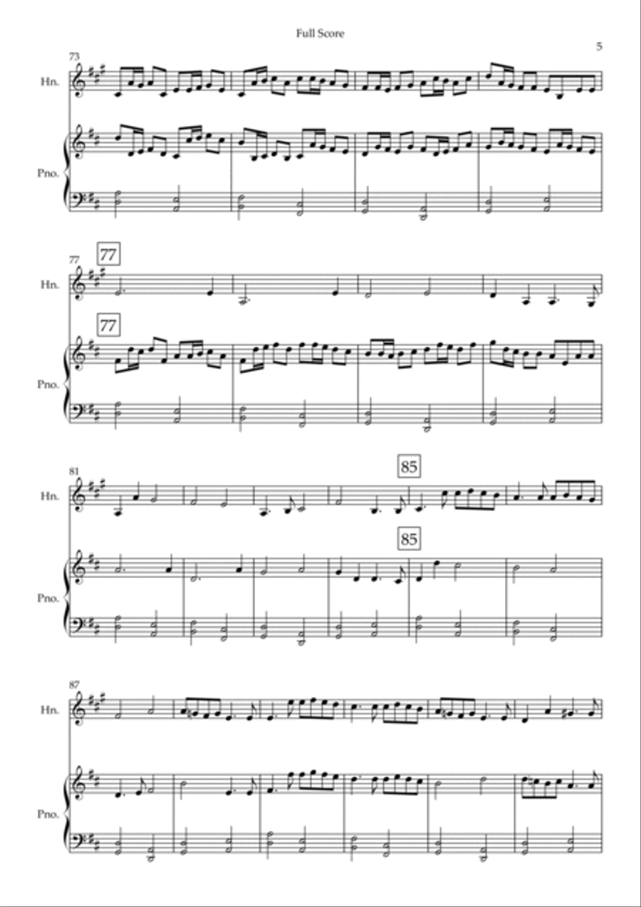 Canon in D Major (Johann Pachelbel) for Horn in F Solo and Piano Accompaniment Piano scores gallery preview page 5