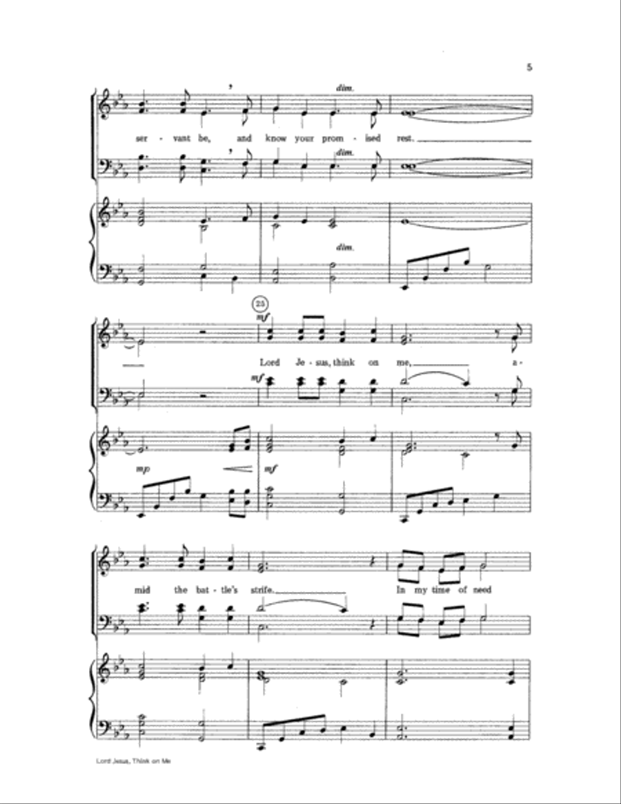 Lord Jesus, Think On Me 4-Part scores gallery preview page 5