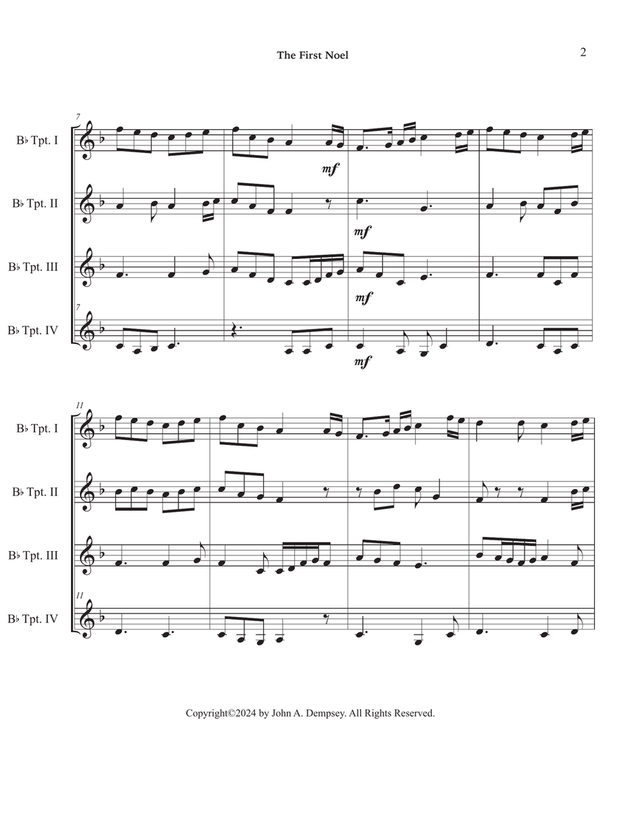 The First Noel (Trumpet Quartet) Brass Quartet scores gallery preview page 6