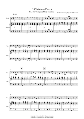 3 Easy Christmas Pieces for Cello and Piano