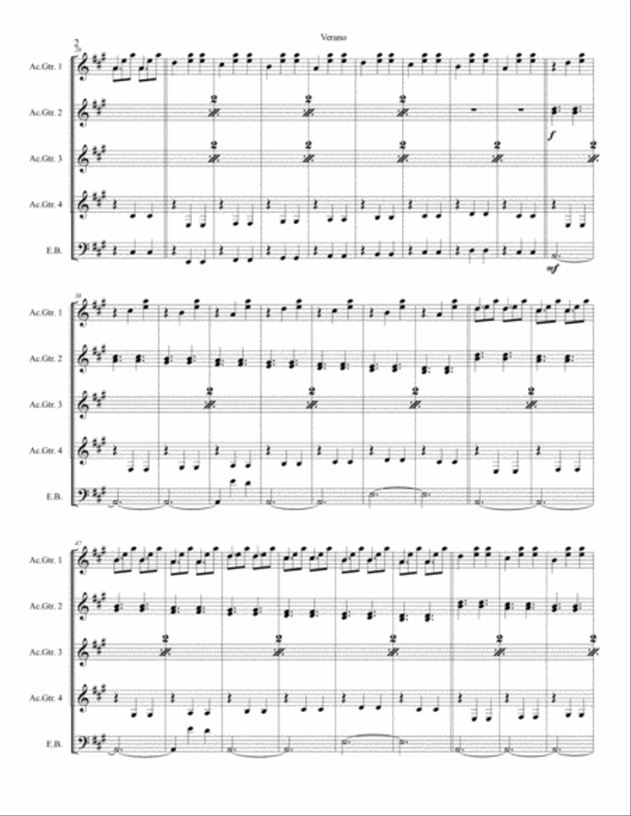 Verano - 4 Guitars & Electric Bass Small Ensemble scores gallery preview page 3