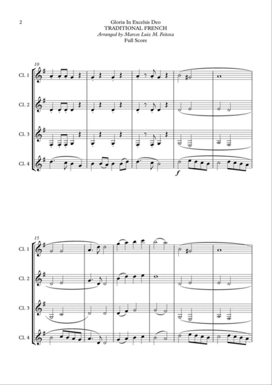 Gloria In Excelsis Deo - Clarinet Quartet Clarinet Quartet scores gallery preview page 4