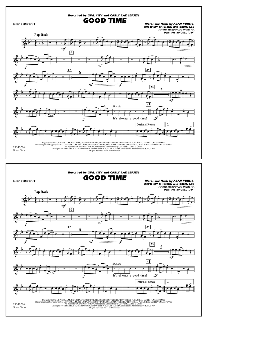 Good Time - 1st Bb Trumpet Marching Band scores gallery preview page 1
