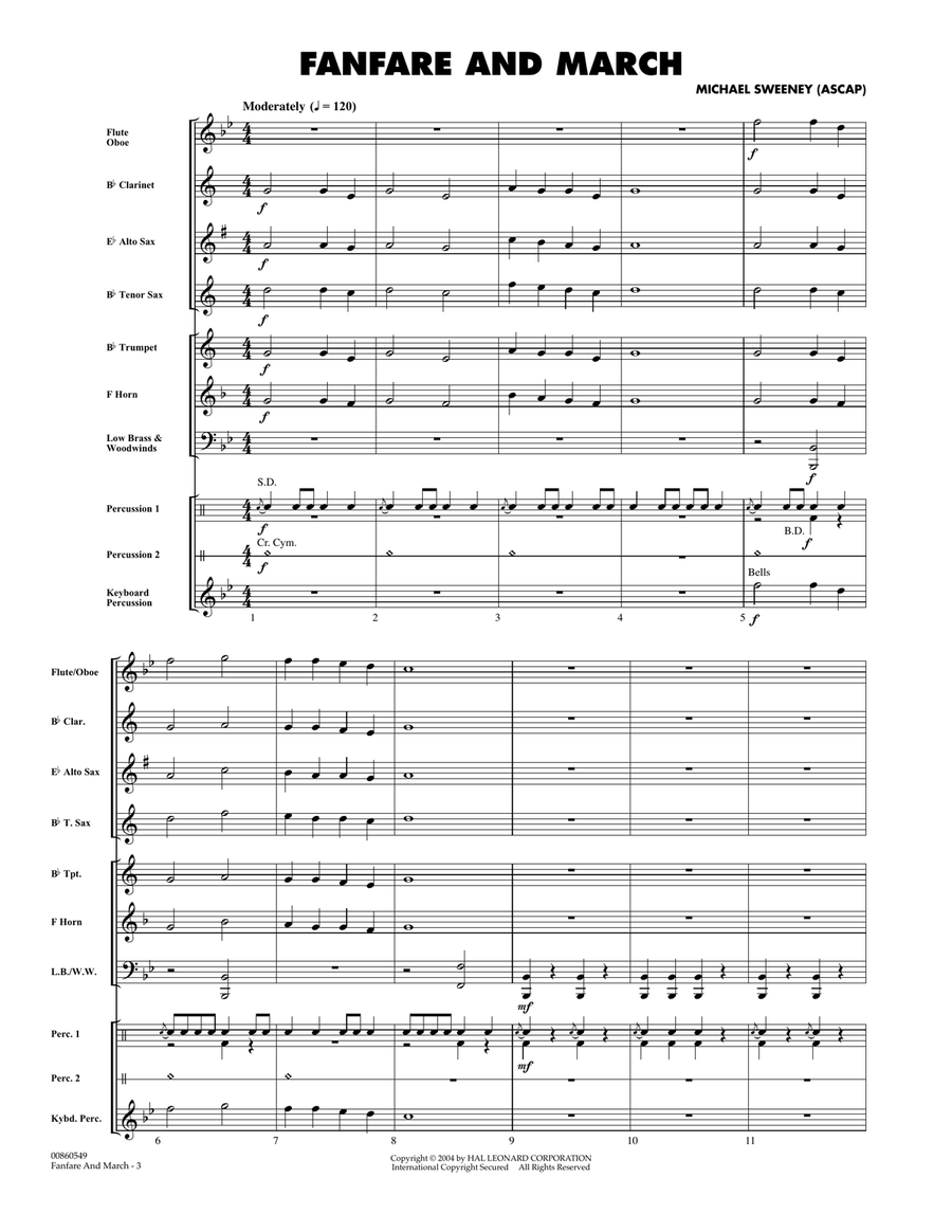 Fanfare And March - Full Score Concert Band scores gallery preview page 1