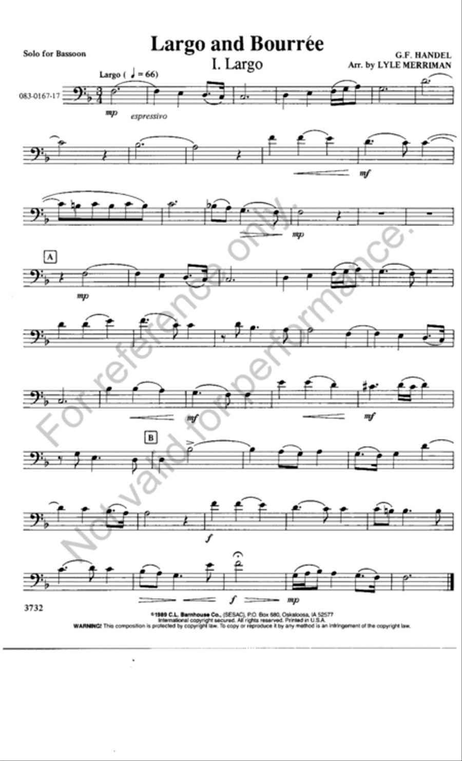 Largo and Bouree Bassoon Solo scores gallery preview page 2