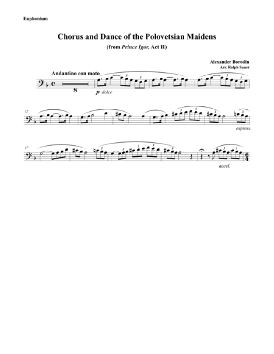 Chorus and Dance of the Polovetsian Maidens for Euphonium and Piano Choir scores gallery preview page 2