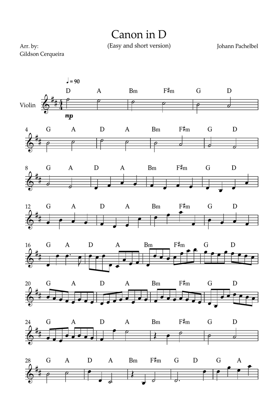 Canon in D Chamber Music scores gallery preview page 1