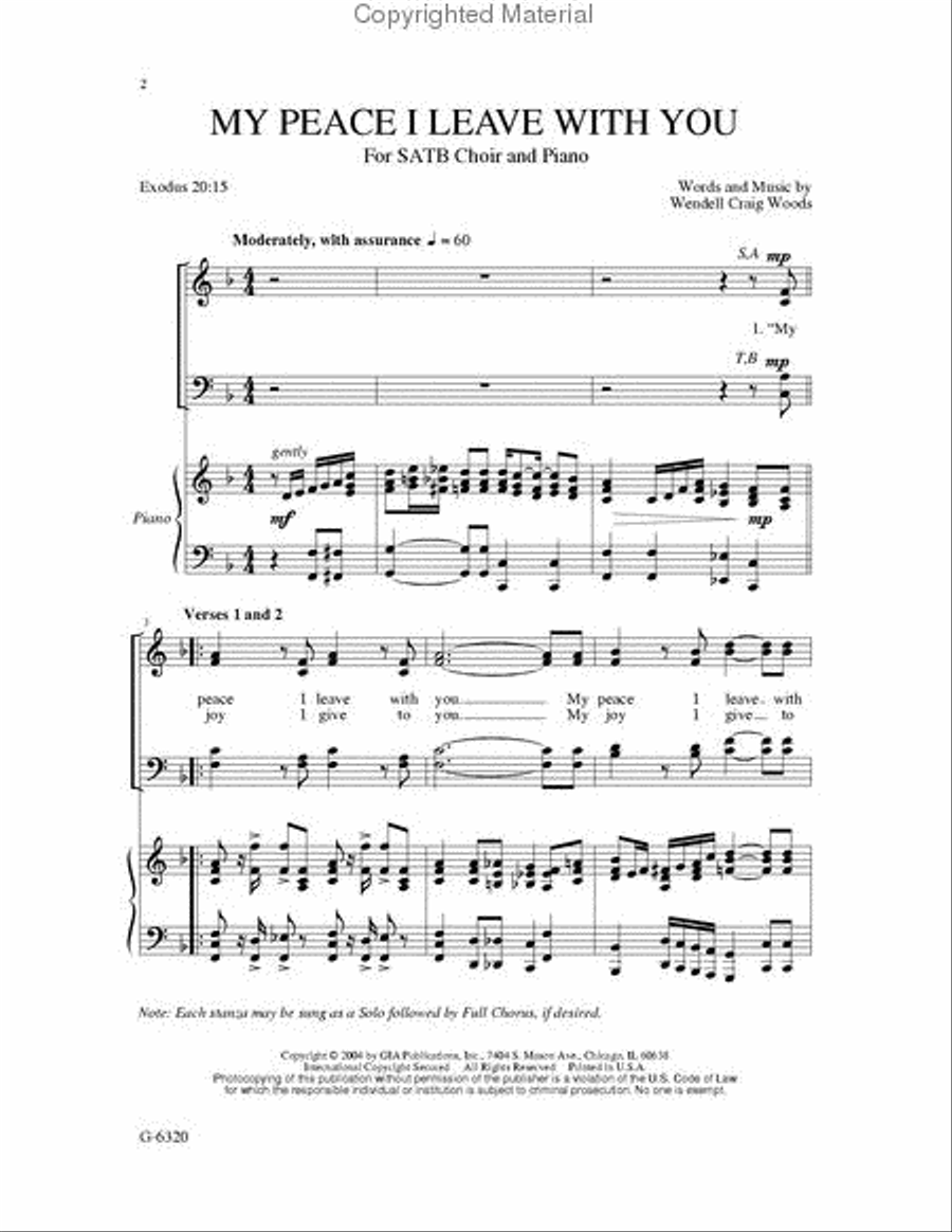 My Peace I Leave with You 4-Part scores gallery preview page 2